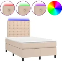 vidaXL Boxspring met matras en LED kunstleer cappuccinokleur 120x190cm