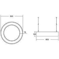 Brumberg Hanglamp Biro Circle Ring, alu / grijs / zink, Werkkamer / Kantoor, Aluminium, Modern