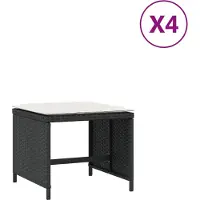 vidaXL Tuinkrukken 4 st met kussens 40x40x35 cm poly rattan zwart