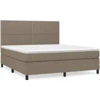 vidaXL Boxspring met matras stof taupe 180x200 cm