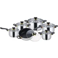 KINGHOFF 4441 - 12 delige pannenset - thermische bodem - RVS