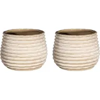 Ideas 4 Seasons Ideas4seasons Bloempot/plantenpot - 2x - creme wit - voor kamerplant - D14 x H10 cm - Plantenpotten