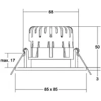 Brumberg Downlight BB21, alu / grijs / zink, Badkamer, Aluminium, downlight