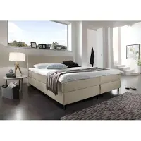 Beddenbriljant Boxspring Bravo - 180x200 - Beige - Bonellvering - Stof - Inclusief Topper - Bed compleet