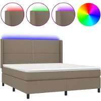 vidaXL Boxspring met matras en LED stof taupe 180x200 cm