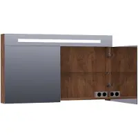 Brauer Promise Deluxe Spiegelkast 120x70cm LED Verlichting Boven - Forest Cacao - Spiegels - Spiegelkasten - 8720359342379