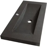 Brauer Corestone small Meubelwastafel - 80x40x5cm - zonder overloop - wasbak midden - 1 kraangat - natuursteen - basalt WT-MAO801AN