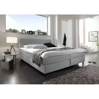 Beddenbriljant Boxspring Bravo - 180x200 - Grijs - Bonellvering - Stof - Inclusief Topper - Bed compleet
