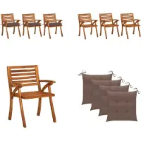vidaXL Tuinstoelen 3 st met kussens massief acaciahout - Eetkamerstoel - Eetkamerstoelen - Houten Eetkamerstoel - Houten Eetkamerstoelen