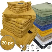 ISleep Terry Badtextiel - Voordeelset (20 delig) - 6x Washandje 16x22 cm - 6x Gastendoekje 30x50 cm - 6x Handdoek 60x110 cm - 2x Badlaken 70x140 cm - Oker