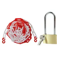 Proplus Afzetketting met hangslot - rood/wit - 5 meter - kunststof - markeerketting - afzetting