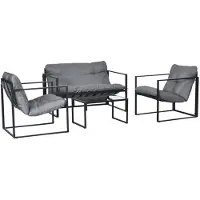 Zenzee Loungeset tuinmeubels - Tuinstoelen - Tuintafel - Tuinmeubelen - Tuinset - Grijs/zwart - 114 cm x 70 cm x 67 cm