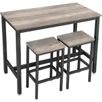 Songmics Hoppa! Songmics Bartafelset, Met 2 Barkrukken, Eettafelset, Aanrecht Met Barstoelen, Industrieel, Woonkamer, Feestkamer, Rustiek Bruin En Zwart