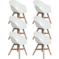 BUITEN living Karlstad dining tuinstoel set van 6 | kunststof + hardhout | wit 1 persoon