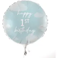 Ginger Ray - Blauwe folieballon happy 1st birthday - 45 cm