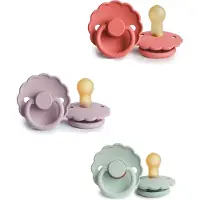 Frigg DAISY Fopspeen set 3 stuks Seafoam,Soft lilac en Poppy 0-6 maand maat 1