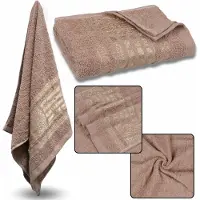 Sarcia.eu Bruine Katoenen Handdoek met Gouden Borduurwerk, Badhanddoek 70x135 cm