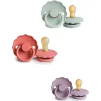 Frigg DAISY Fopspeen set 3 stuks Seafoam,Poppy en Heather 0-6 maand maat 1