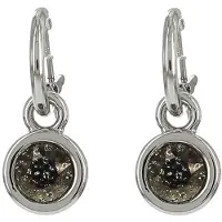 Biba Oorhangers zilver met steen Black Patina
