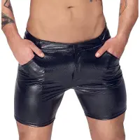 Noir Handmade - Mid-length snake wetlook with back pockets Korte broek - 2XL - Zwart