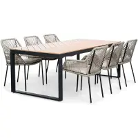 LUX outdoor living Kampa Natural/Seville zand dining tuinset | 6 personen | polywood + touw | 210cm