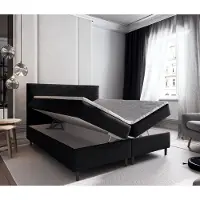 Beddenbriljant Boxspring met Opbergruimte Milou - 140x200 cm - Bonellvering - Stof Zwart - 2-Persoons