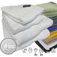 ISleep Terry Badtextiel - Voordeelset (4 delig) - 2x Handdoek 60x110 cm - 2x Badlaken 70x140 - Wit