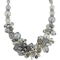 Behave - Korte Statement Ketting Dames met Grijze en Zwarte kralen