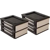 Hega hogar Ladeblokje/bureau organizer 2x lade - bruin/beige - L26 x B35 x H20 cm - kunststof
