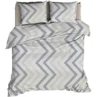 Satin d'or Dekbedovertrek Ziggo Grijs Blauw Satijn-240 x 200 / 220 cm | Lits-Jumeaux