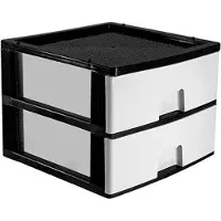 Hega hogar Ladeblokje/bureau organizer 2x lade - antraciet/wit - L38 x B38 x H30 cm - kunststof - ladekastje