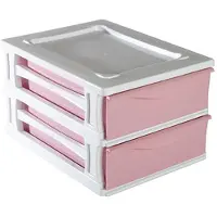 Hega hogar Ladeblokje/bureau organizer 2x lade - wit/roze - L26 x B35 x H20 cm - kunststof