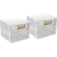 Hega hogar Ladeblokje/bureau organizer 2x lade - wit/transparant - L38 x B38 x H30 cm - kunststof