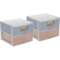 Hega hogar Ladeblokje/bureau organizer 2x lade - multi kleuren - L38 x B38 x H30 cm - kunststof