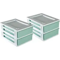 Hega hogar Ladeblokje/bureau organizer 2x lade - wit/mintgroen - L26 x B35 x H20 cm - kunststof