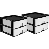 Hega hogar Ladeblokje/bureau organizer 2x lade - antraciet/wit - L38 x B38 x H30 cm - kunststof