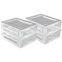 Hega hogar Ladeblokje/bureau organizer 2x lade - wit/transparant - L26 x B35 x H20 cm - kunststof