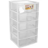 Hega hogar Ladeblokje/bureau organizer 5x lade - wit/transparant - L38 x B38 x H72 cm - kunststof - ladekastje