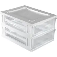 Hega hogar Ladeblokje/bureau organizer 2x lade - wit/transparant - L26 x B35 x H20 cm - kunststof