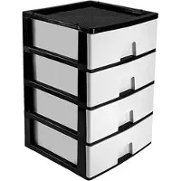 Hega hogar Ladeblokje/bureau organizer 4x lade - antraciet/wit - L38 x B38 x H58 cm - kunststof - ladekastje