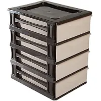 Hega hogar Ladeblokje/bureau organizer 4x lade - bruin/beige - L26 x B35 x H39 cm - kunststof