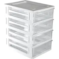 Hega hogar Ladeblokje/bureau organizer 4x lade - wit/transparant - L26 x B35 x H39 cm - kunststof
