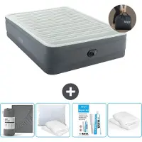 OEM Luchtbed voor 2 personen - 152 x 203 x 46 cm - Grijs - Inclusief pomp - Beddengoed - Kussens - Reparatieset en kussensloop