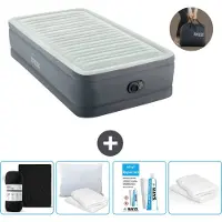 OEM Enkelbed - 99 x 191 x 46 cm - Grijs - Inclusief pomp - Beddengoed - Kussens - Reparatieset en kussensloop