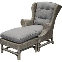 AVH-Collectie Mississippi Wing lounge tuinstoel met voetenbank 2 delig riet