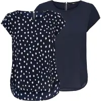 ONLY Dames T-Shirt ONLVIC 2 Pack bequem Blauw Ronde Hals Volwassenen t-shirt blouse - Zomerse t-shirt