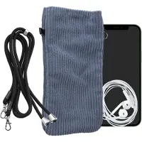 Kwmobile Telefoontasje geschikt voor XXL - 7" smartphone - Universeel smartphone hoesje van corduroy - Met telefoonkoord - In vintage blauw