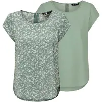 ONLY Dames T-Shirt ONLVIC 2 Pack bequem Groen Ronde Hals Volwassenen t-shirt blouse - Zomerse t-shirt