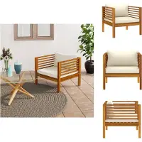vidaXL Tuinstoel - Tuinstoelen - Tuin Fauteuil - Tuin Fauteuils - Tuinstoel met crèmewitte kussens massief acaciahout