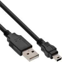 InLine USB 2.0-minikabel, USB A male naar Mini-B male 5-pin, zwart, 0,3m
